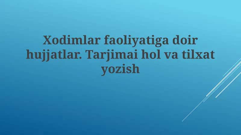 Xodimlar Faoliyati Hujjatlari Tahrirlash va Formatlash