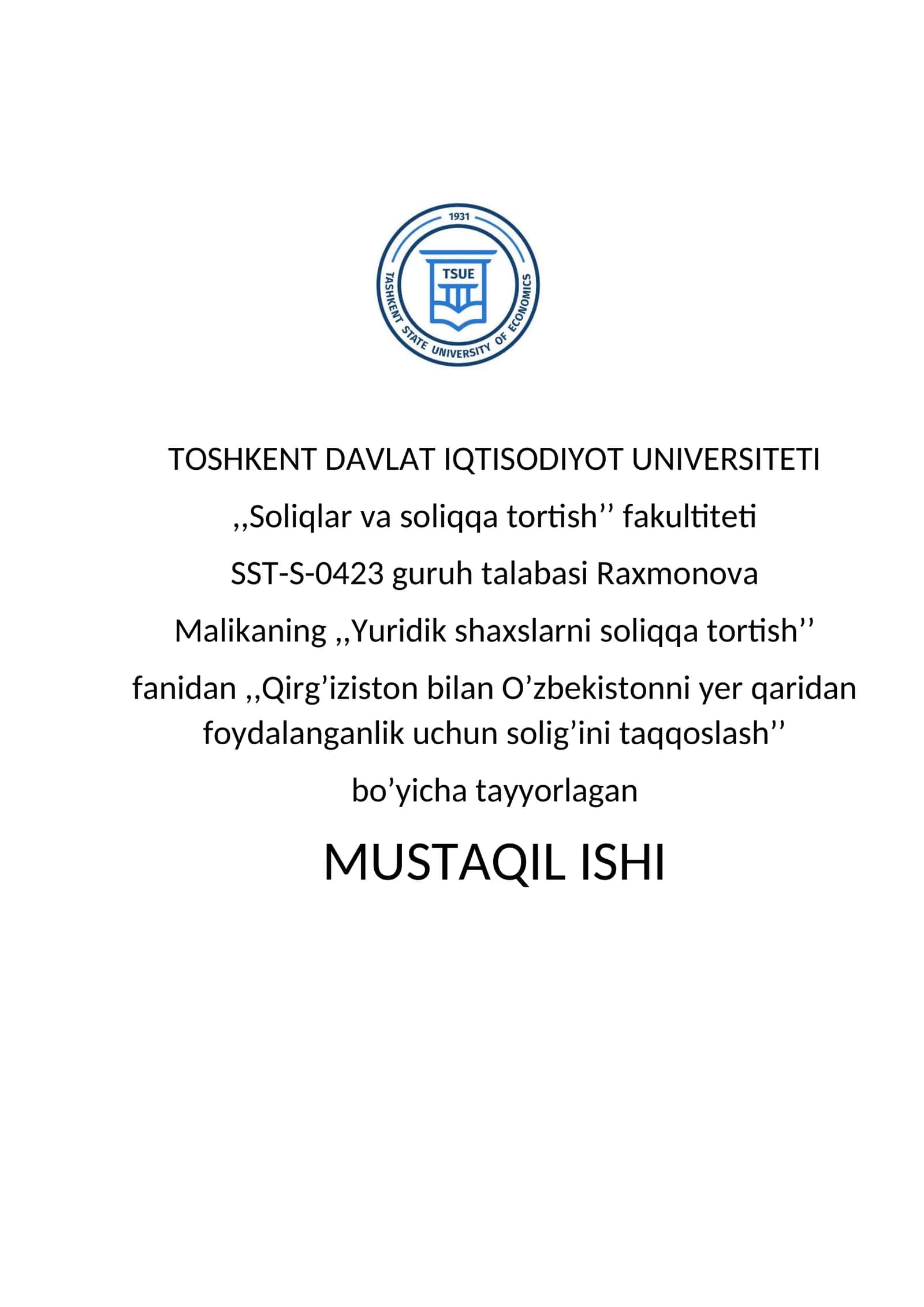 Yuriduk shaxslarni soliqqa tortish
