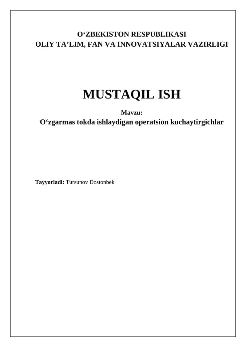 Oʻzgarmas tokda ishlaydigan operatsion kuchaytirgichlar