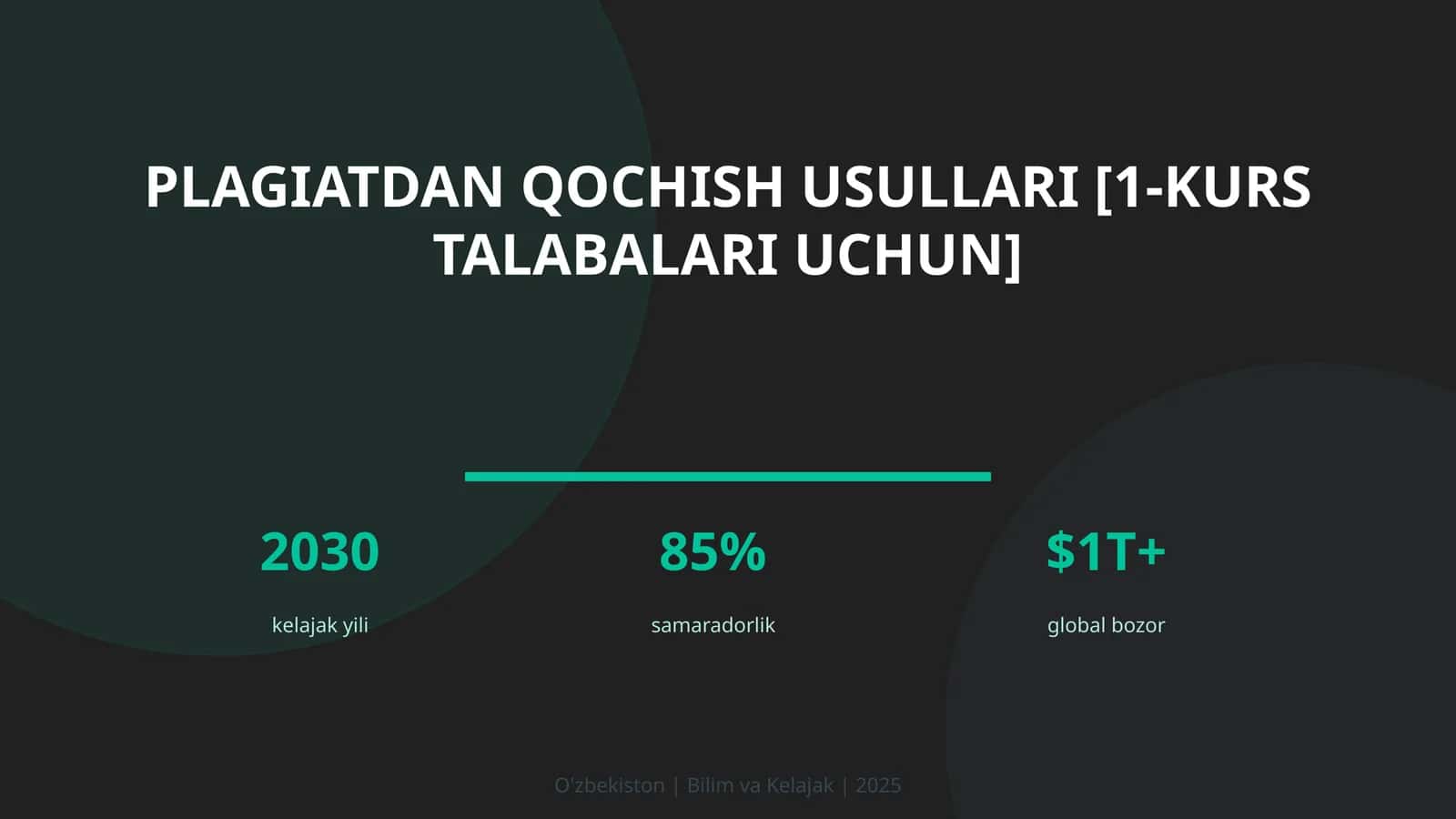 Plagiatdan qochish usullari [1-kurs talabalari uchun]