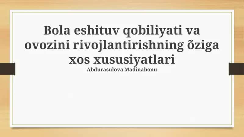 Eshitish va Nutqning Rivojlanish Bosqichlari