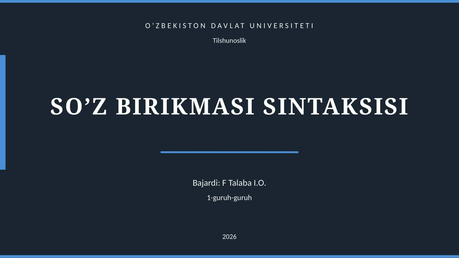 SO’Z BIRIKMASI SINTAKSISI