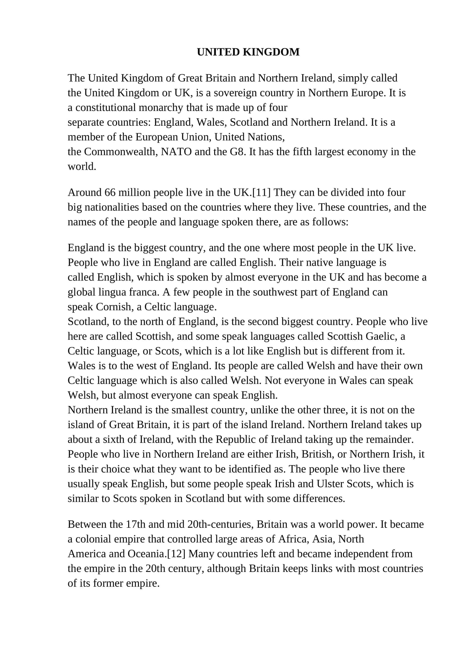 Mavzu: UNITED KINGDOM