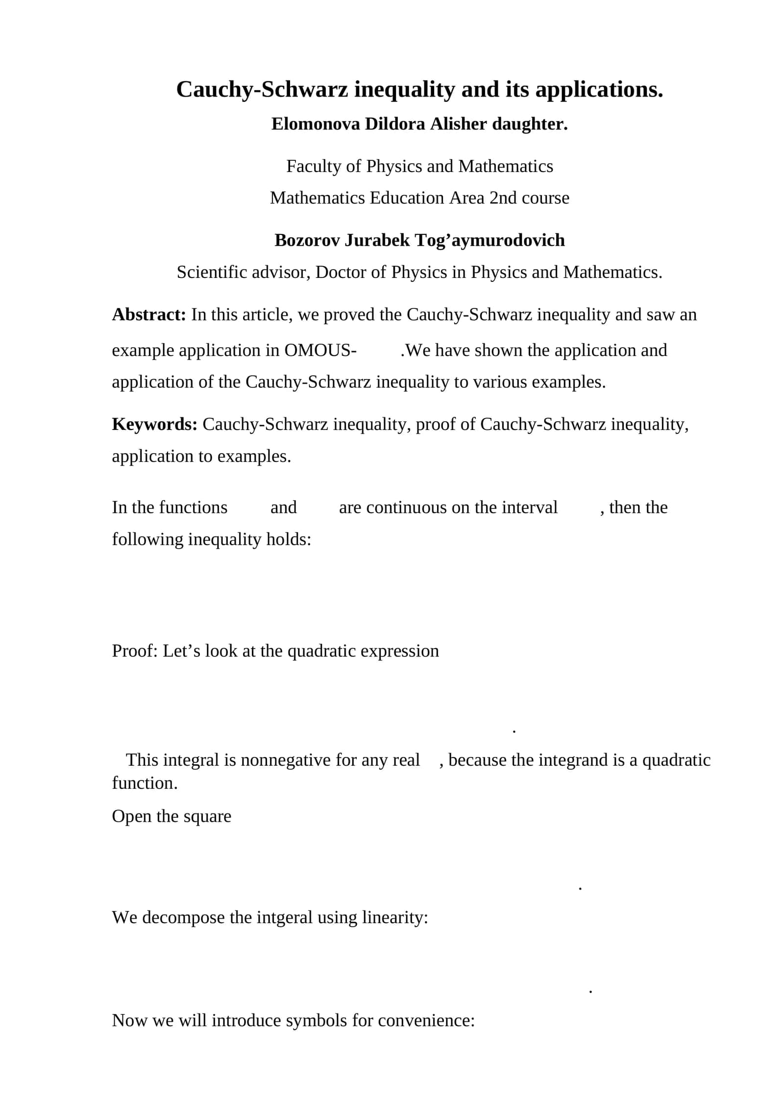 Cauchy-Schwarz inequality and its applications