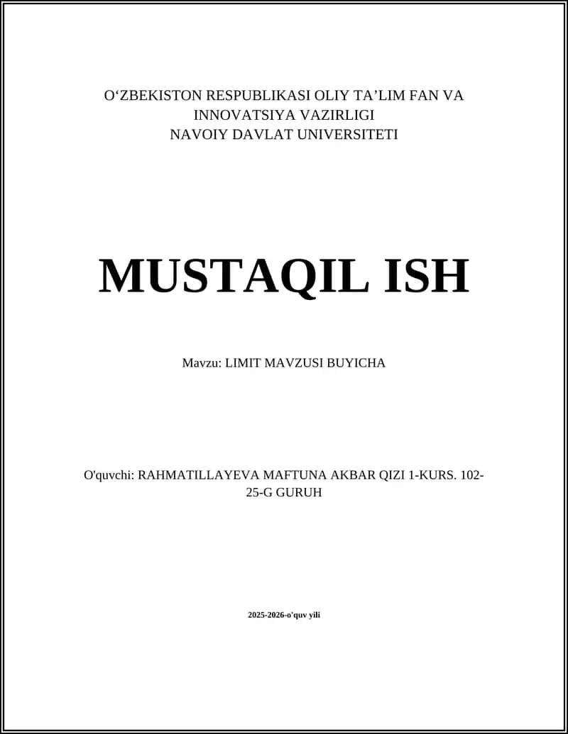 LIMIT MAVZUSI BUYICHA