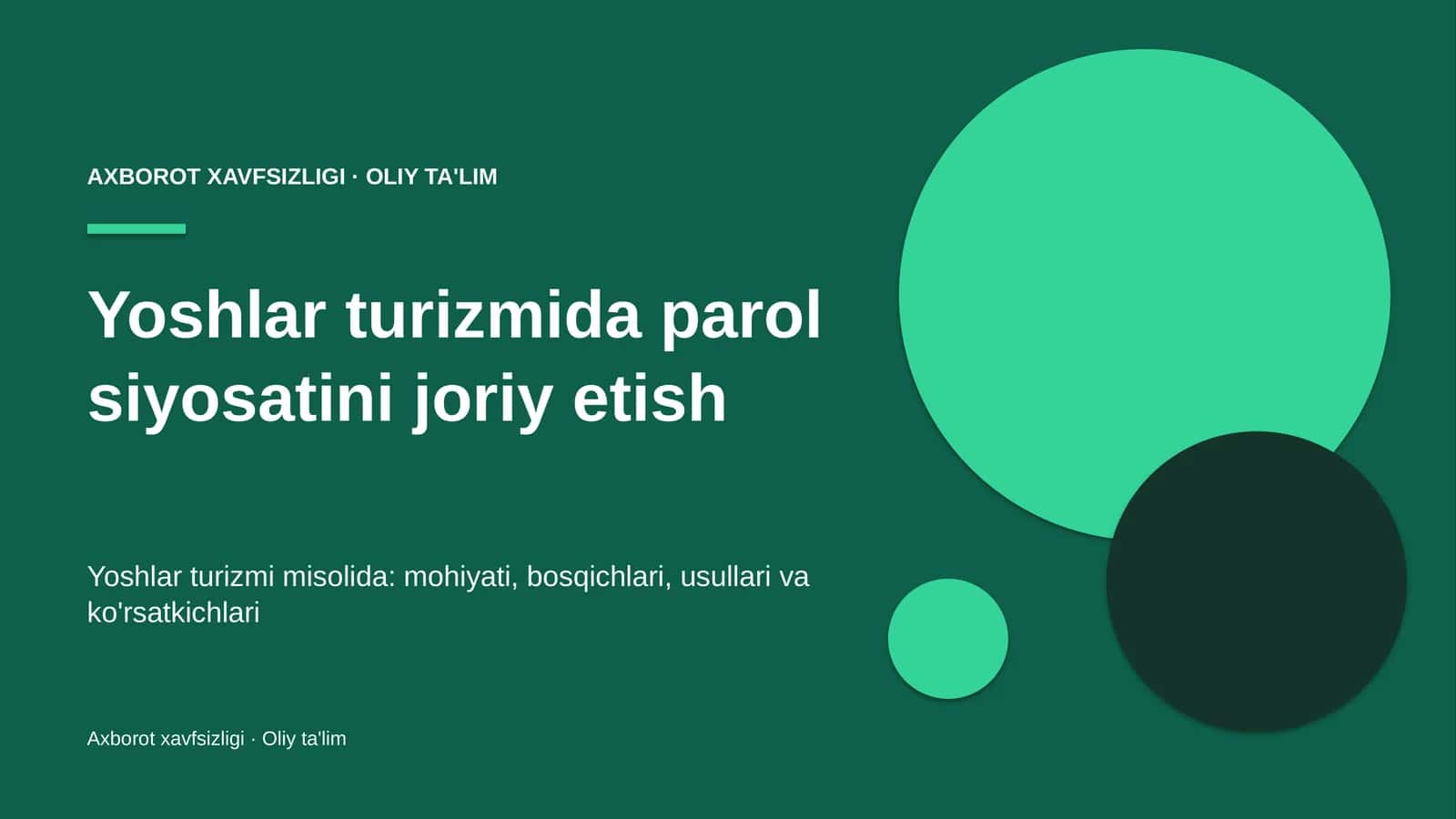 Yoshlar turizmida parol siyosatini joriy etish
