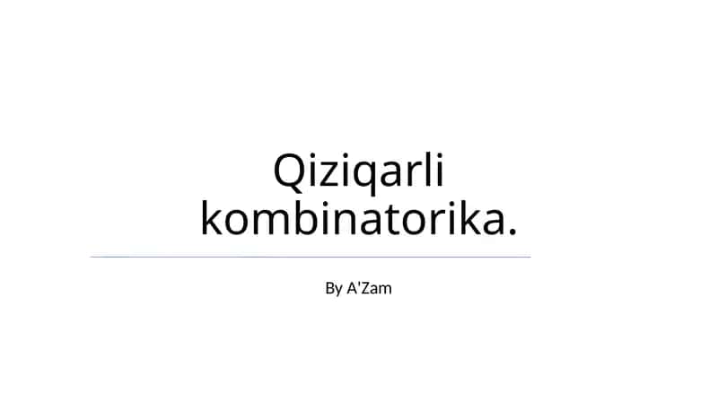 Qiziqarli kombinatorika