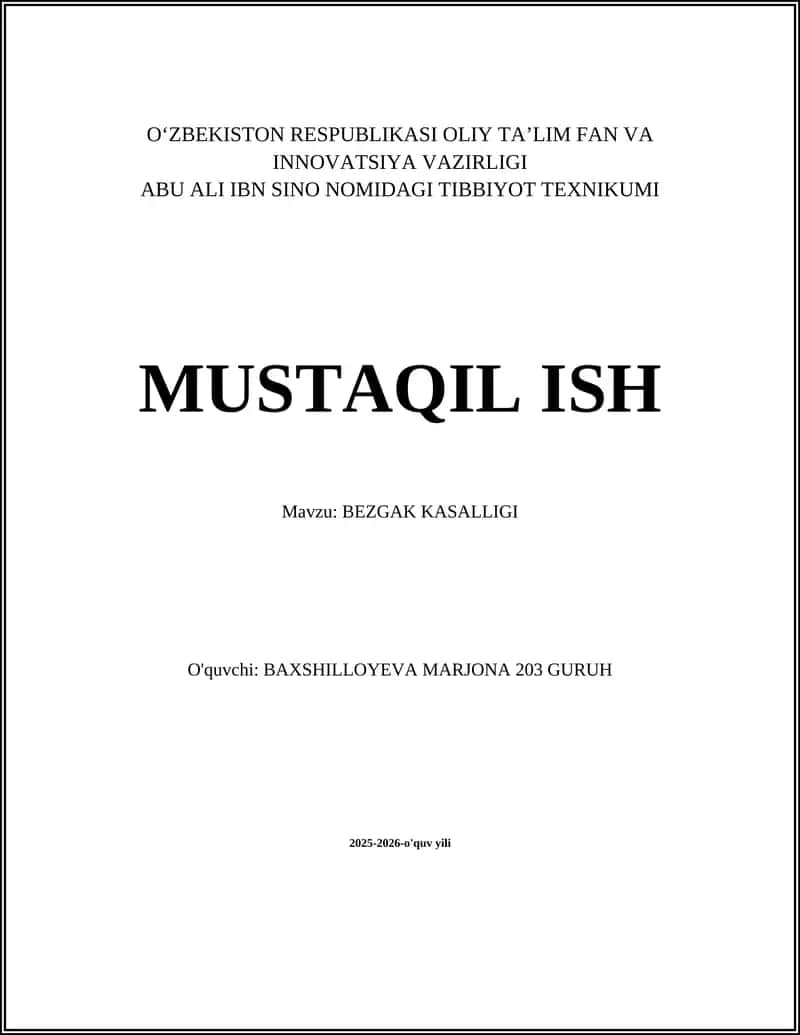 BEZGAK KASALLIGI