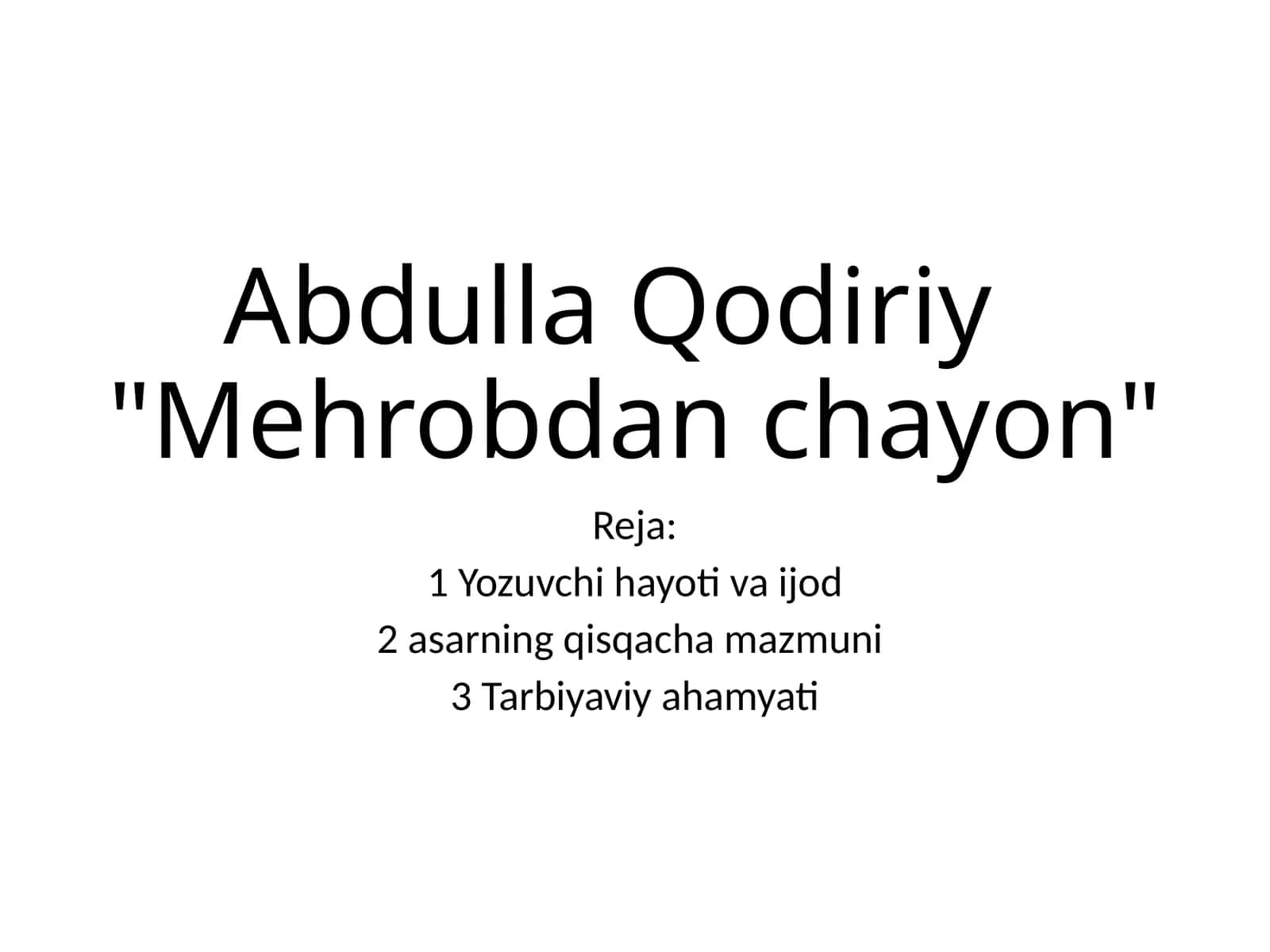 Mehrobdan chayon