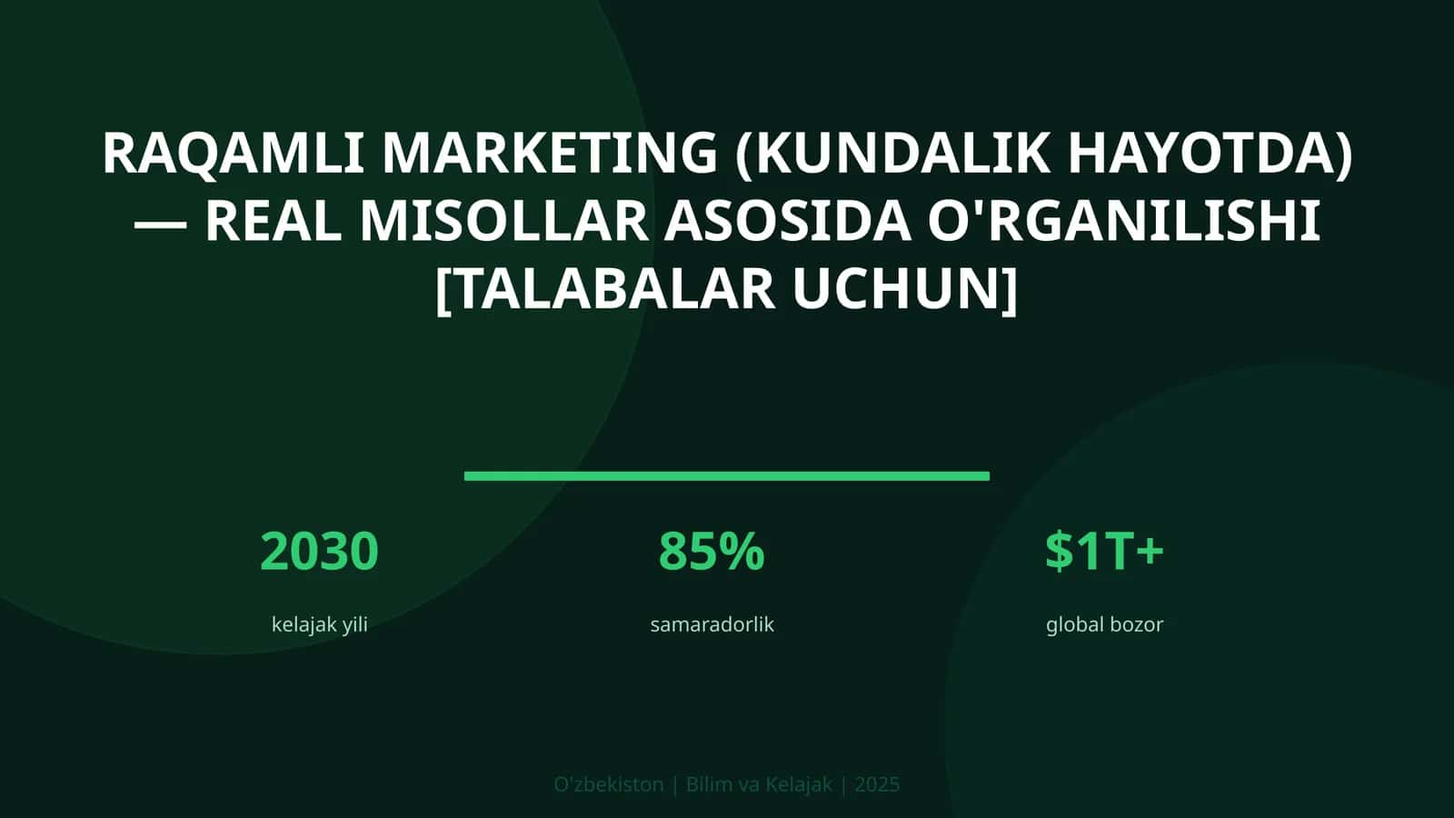 Raqamli marketing (kundalik hayotda) — real misollar asosida o'rganilishi [talabalar uchun]