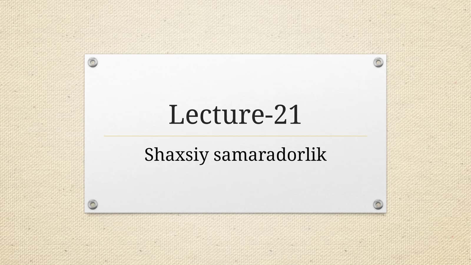 Shaxsiysamaradorlik