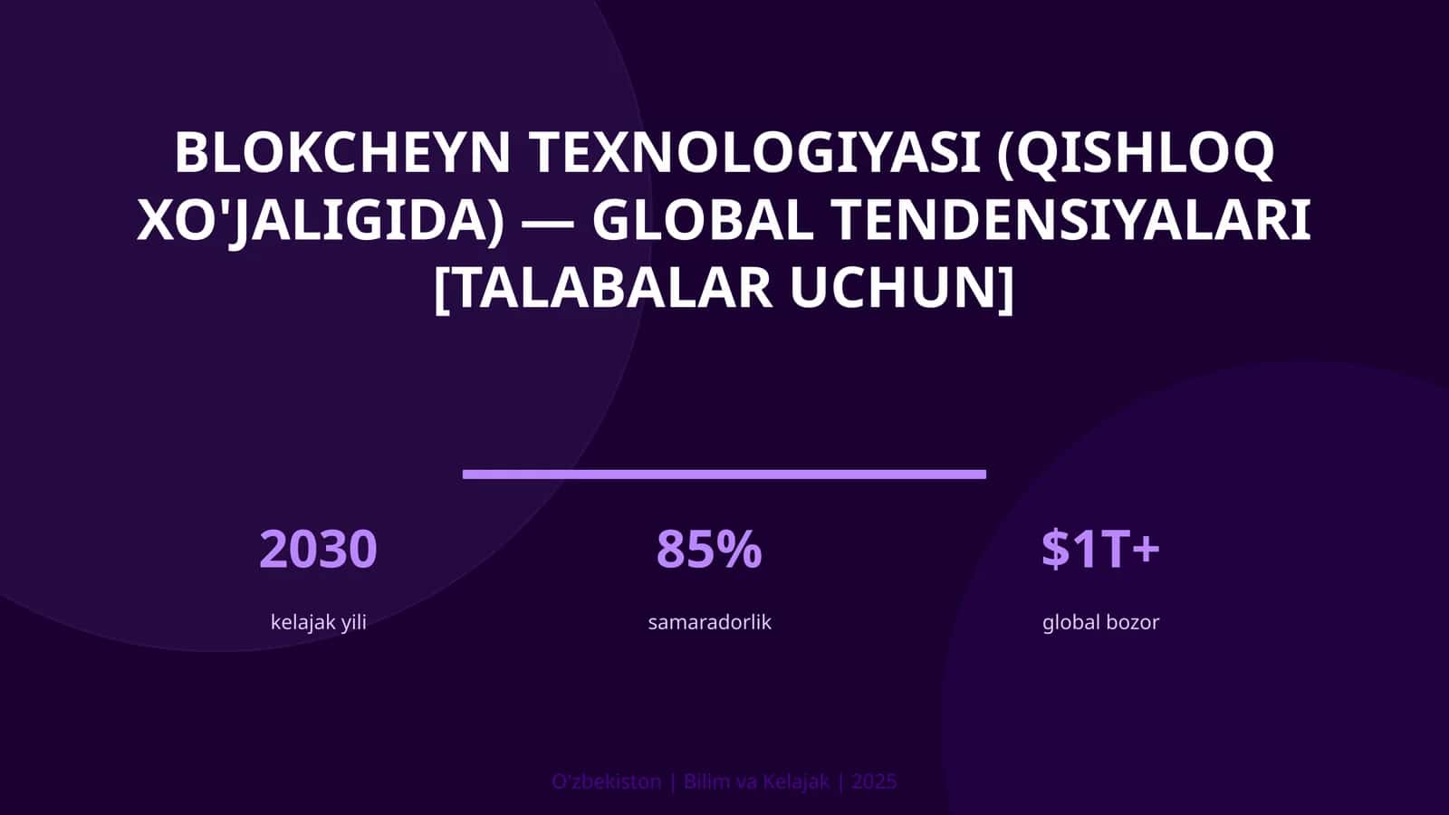 Blokcheyn texnologiyasi (qishloq xo'jaligida) — global tendensiyalari [talabalar uchun]