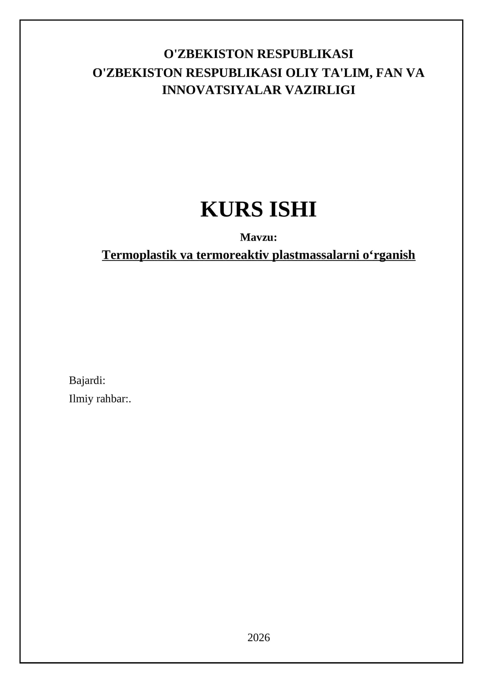 Termoplastik va termoreaktiv plastmassalarni oʻrganish