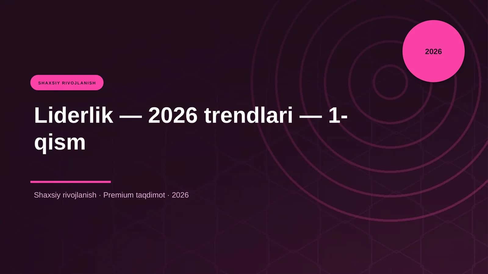Liderlik — 2026 trendlari — 1-qism