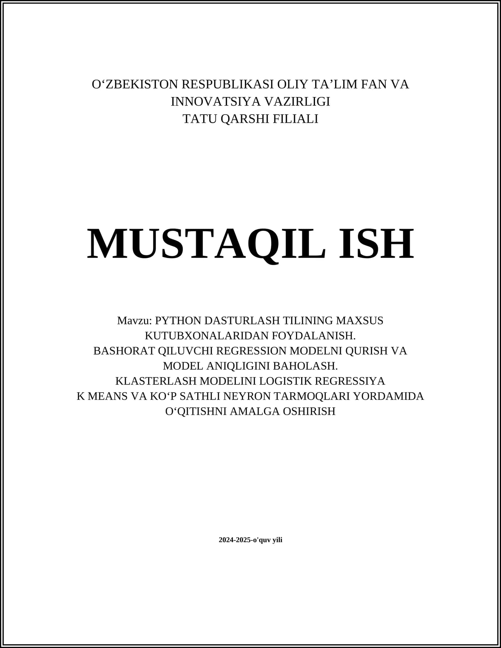 PYTHON DASTURLASH TILINING MAXSUS KUTUBXONALARIDAN FOYDALANISH