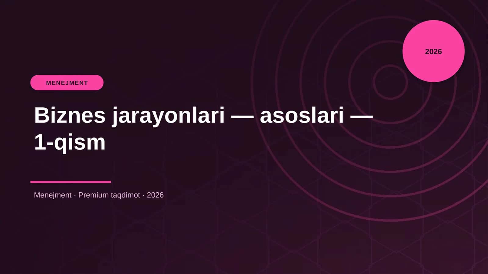Biznes jarayonlari — asoslari — 1-qism