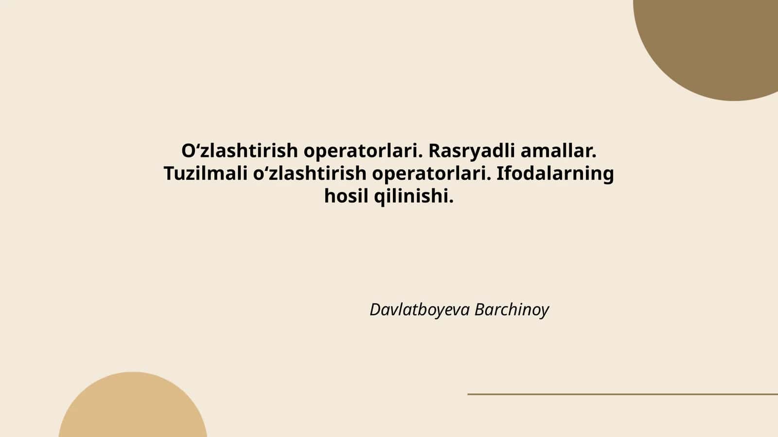 Oʻzlashtirish operatorlari