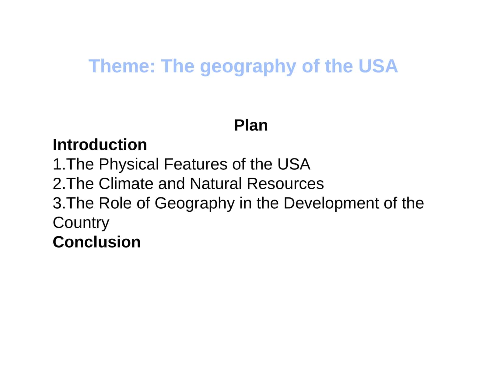 The geography of the USA