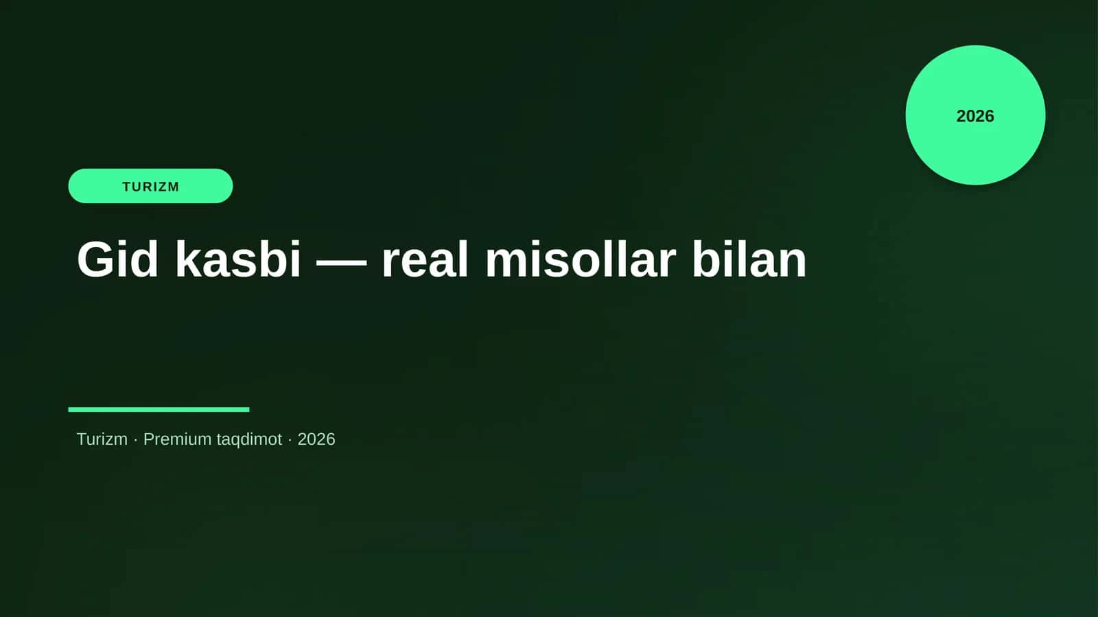 Gid kasbi — real misollar bilan