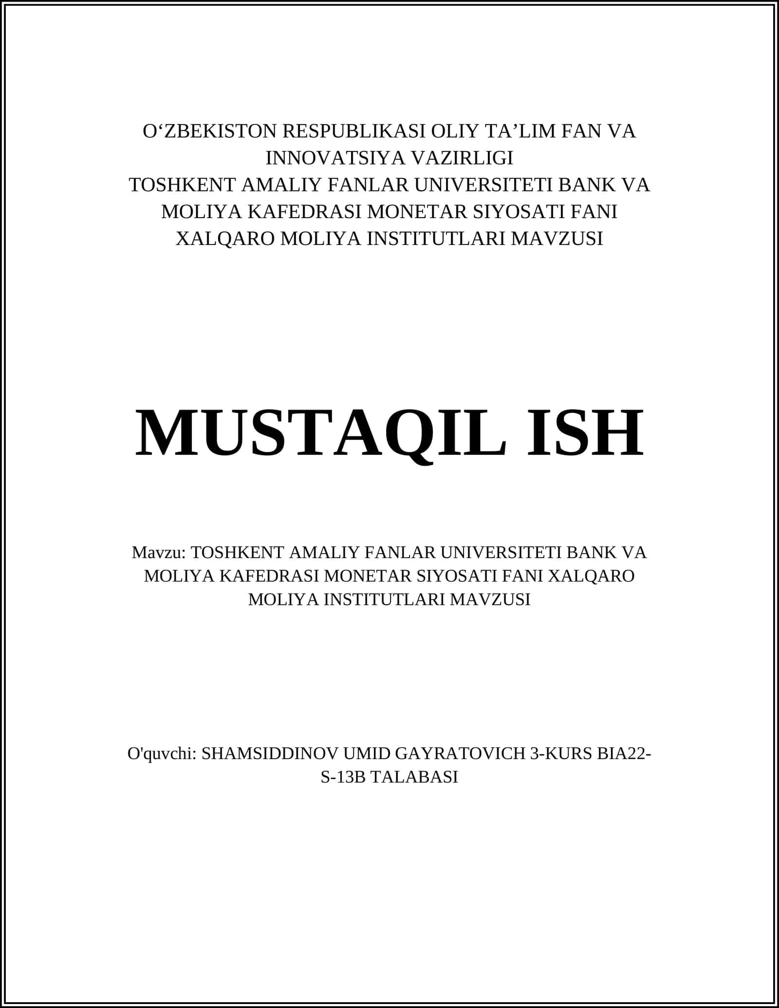 Xalqaro Valyuta Fondi va uning funksiyalari
