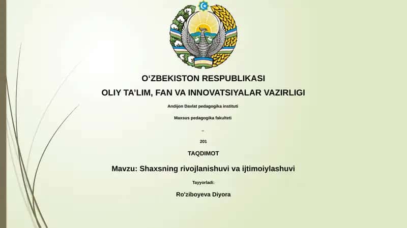 Shaxsning rivojlanishuvi va ijtimoiylashuvi