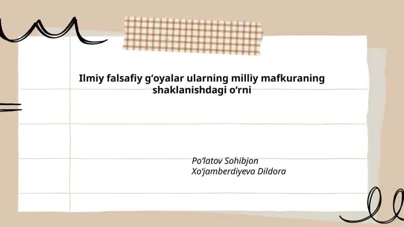 Ilmiy falsafiy gʻoyalar ularning milliy mafkuraning shaklanishdagi oʻrni