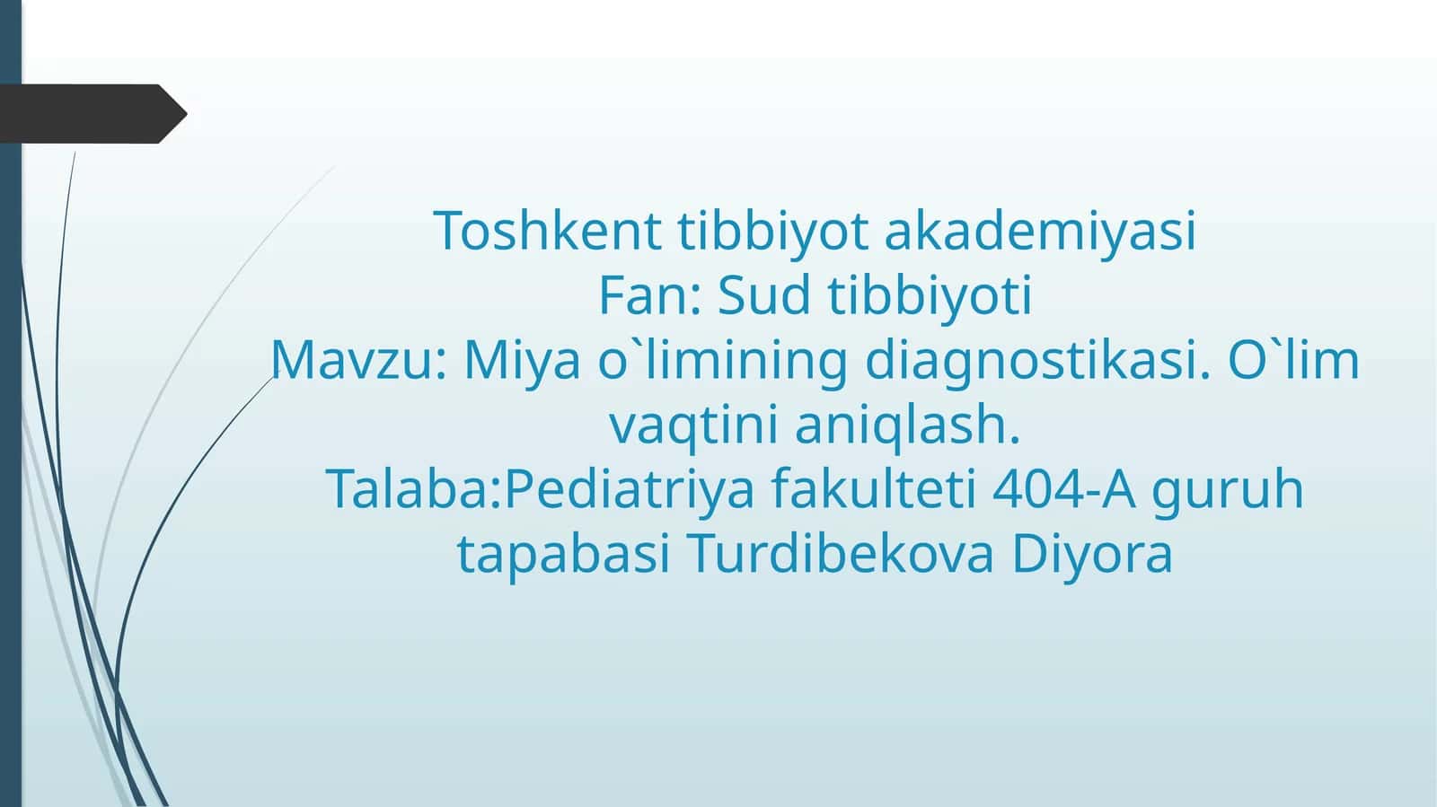 Sudtibbiyoti - Miyao`limining diagnostikasi
