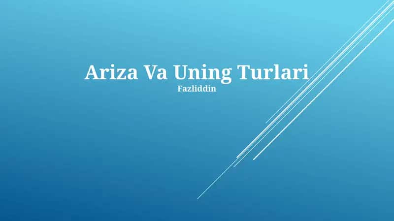 Ariza Va Uning Turlari