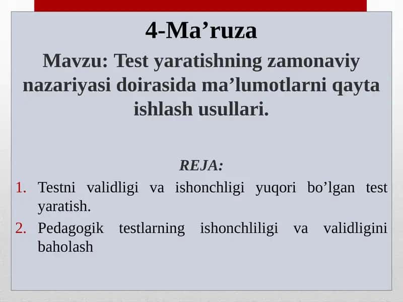 Testyaratishning zamonaviy nazariyasi