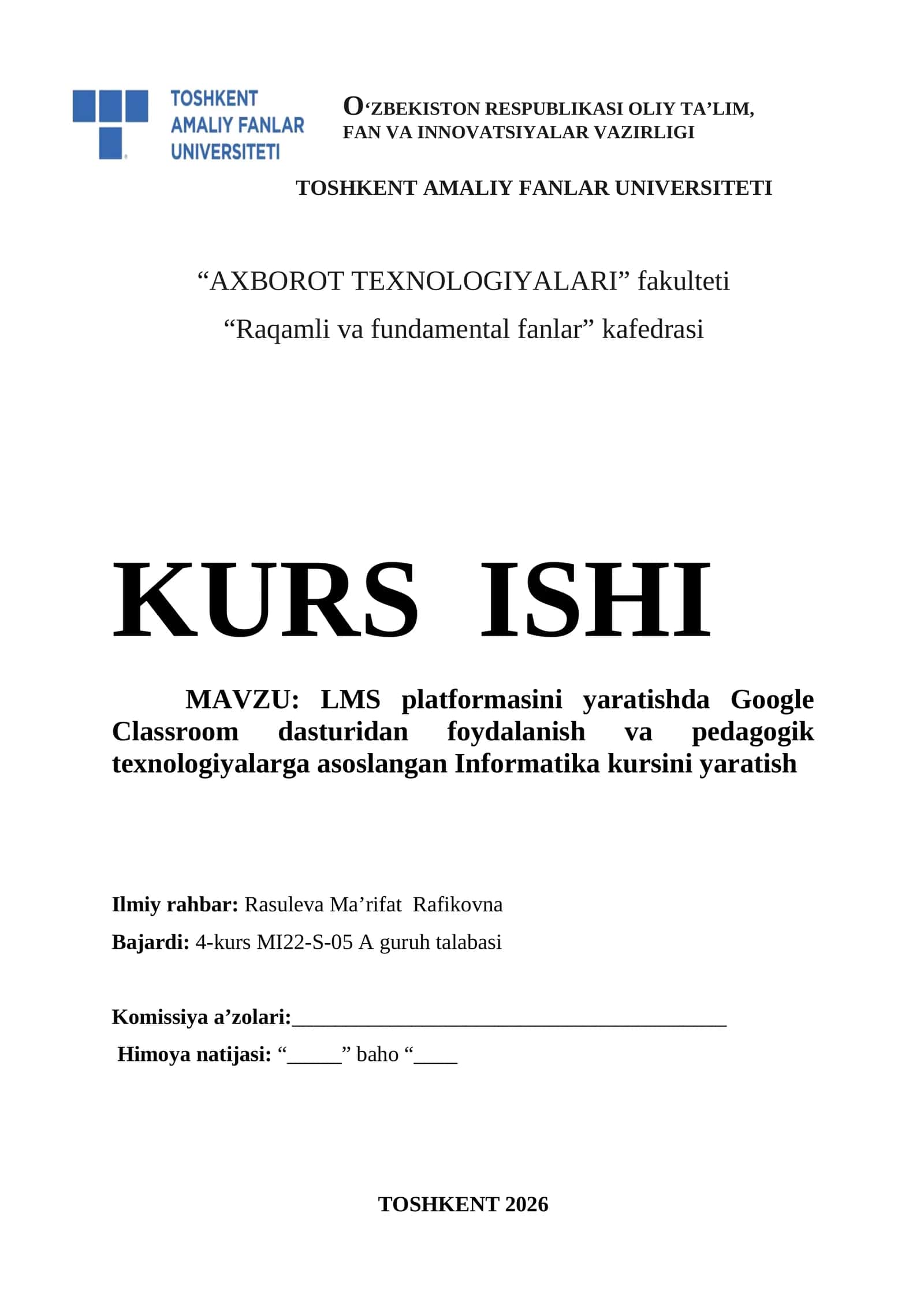 LMS platformasini yaratishda Google Classroom dasturidan foydalanish va pedagogik texnologiyalarga asoslangan Informatika kursini yaratish2.docx