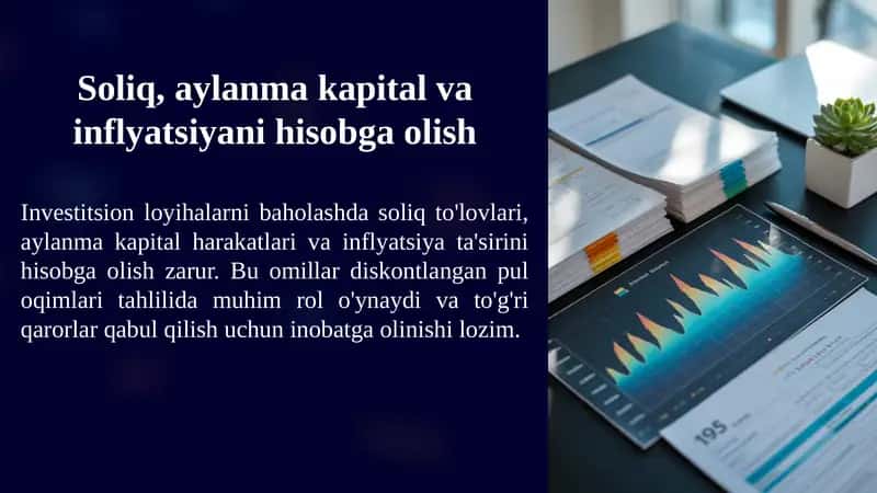 Soliq, aylanma kapital va inflyatsiyani hisobga olish
