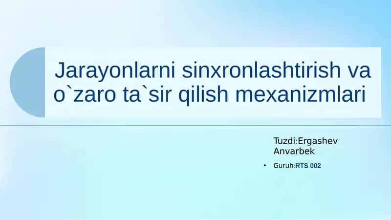 Sinxronlashtirish mexanizmlari