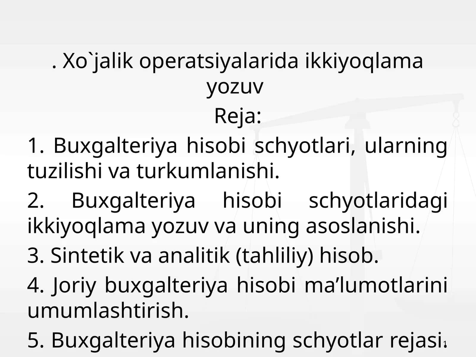 Xo`jalik operatsiyalarida ikkiyoqlama yozuv