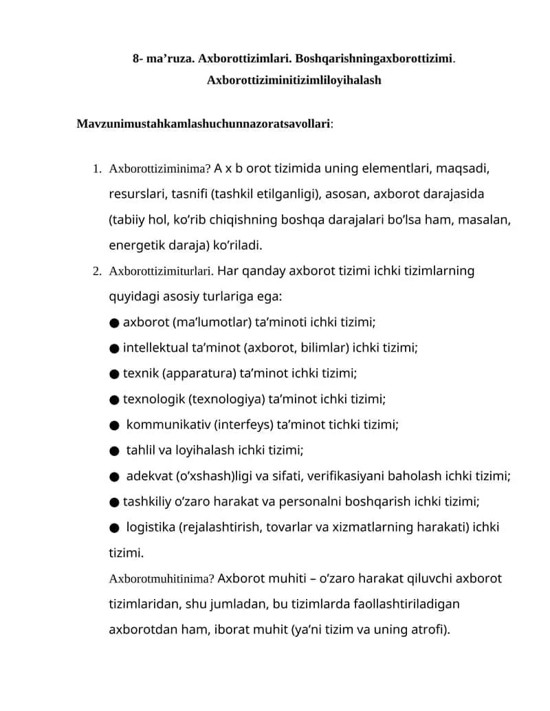 Axborot tizimlari