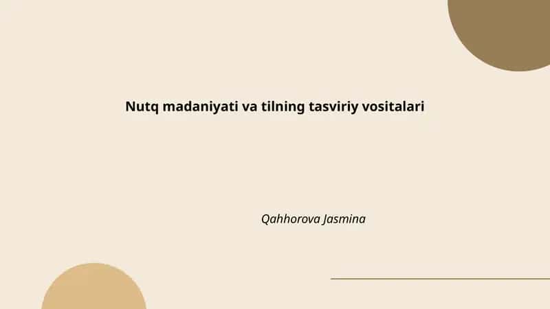 Nutq madaniyati va tilning tasviriy vositalari