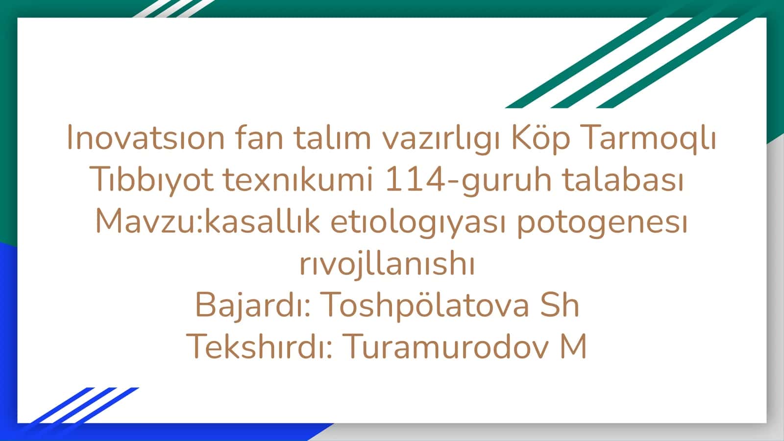 Kasallık etıologıyası potogenesı rıvojllanıshı