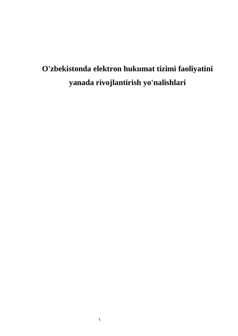 Elektron Hukumat Tizimi Rivojlantirish Yo'nalishlari