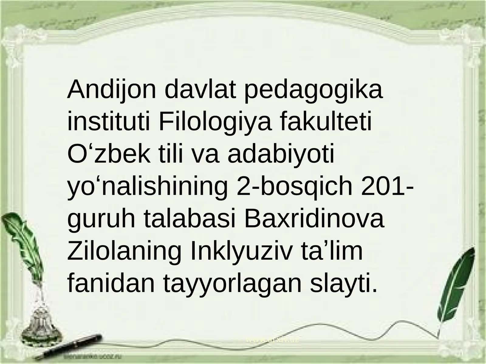 Inklyuziv ta'limda kiritishning asosiy tamoyillari