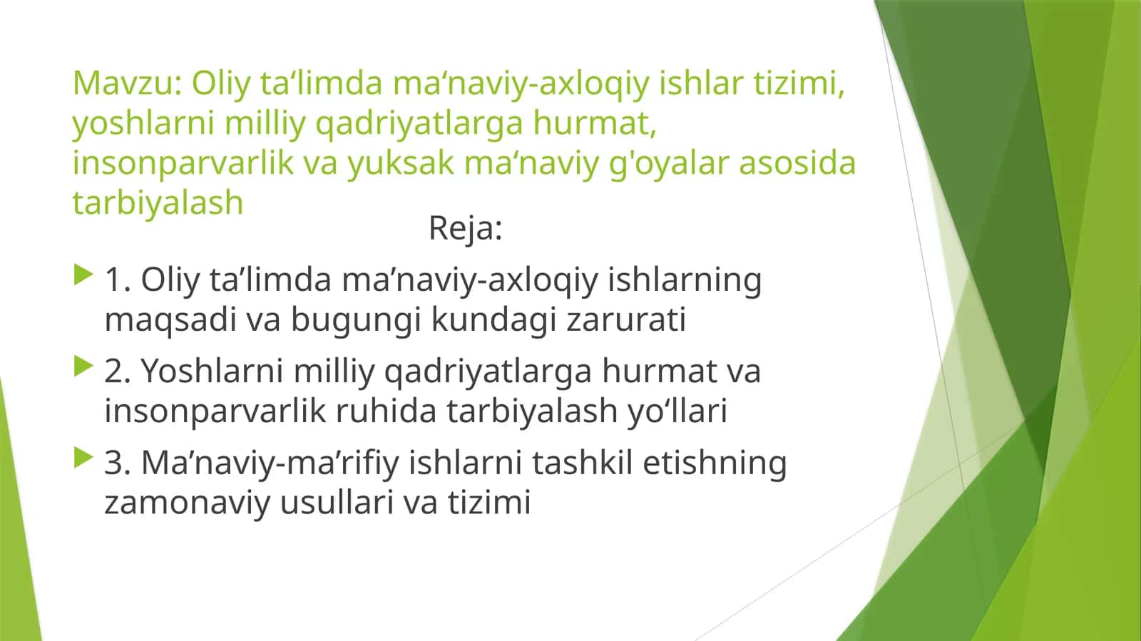 Oliy ta‘limda ma‘naviy-axloqiy ishlar tizimi