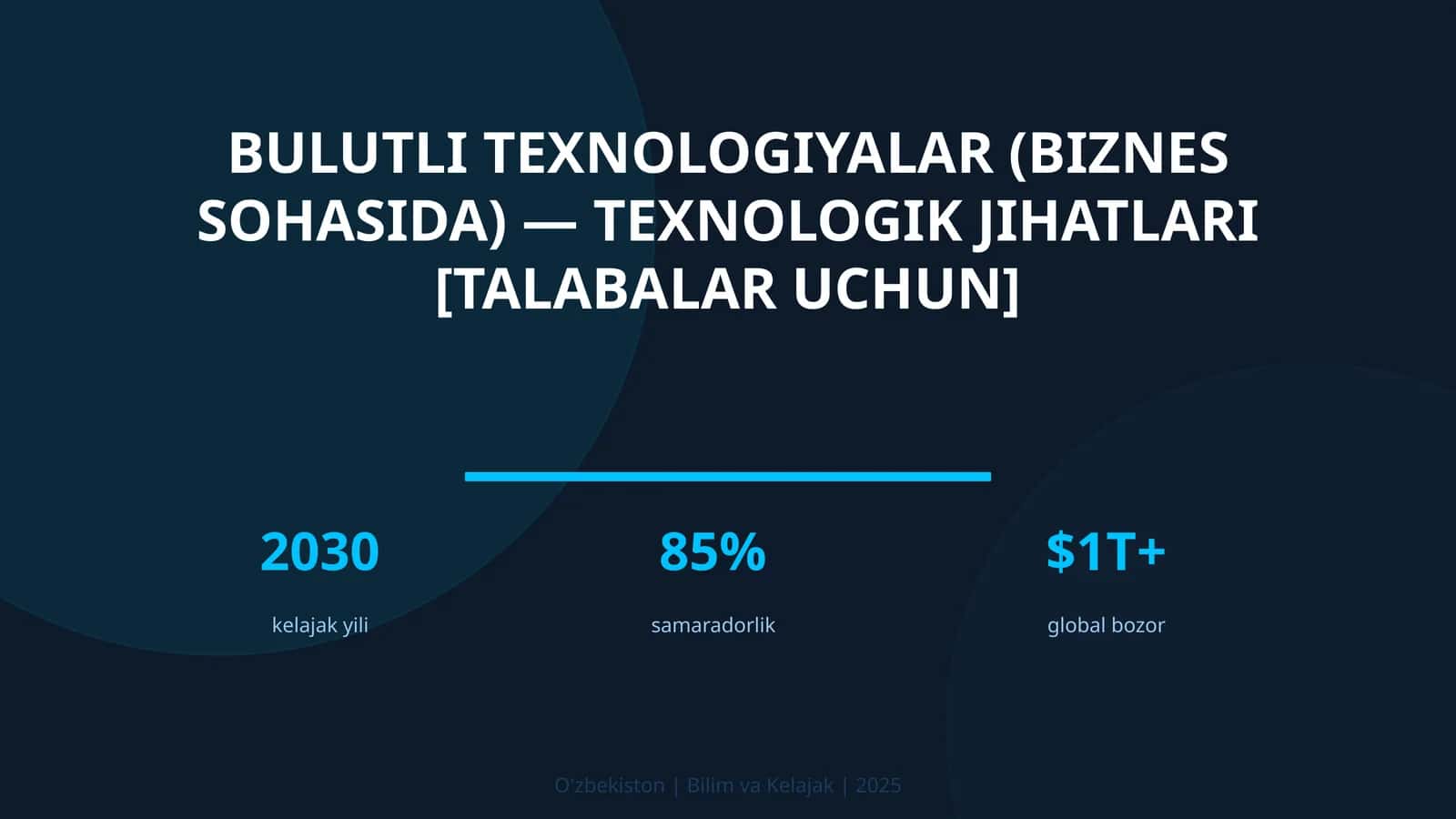 Bulutli texnologiyalar (biznes sohasida) — texnologik jihatlari [talabalar uchun]