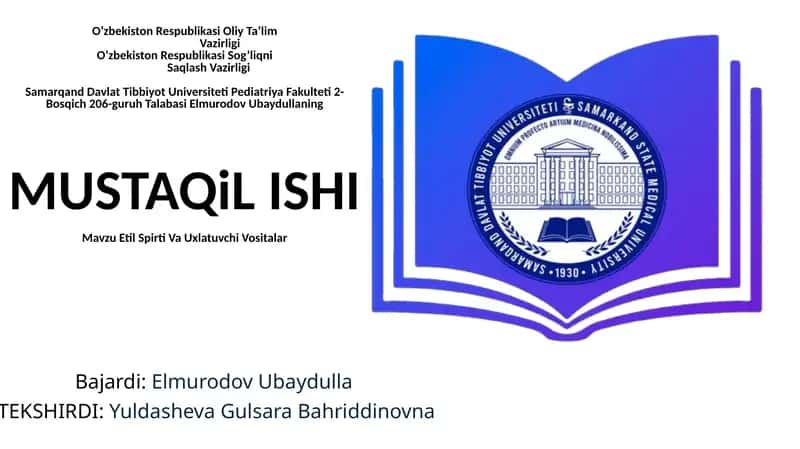 Etil Spirti Va Uxlatuvchi Vositalar