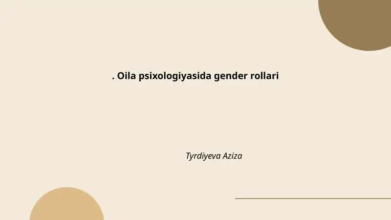 Oila psixologiyasida gender rollari