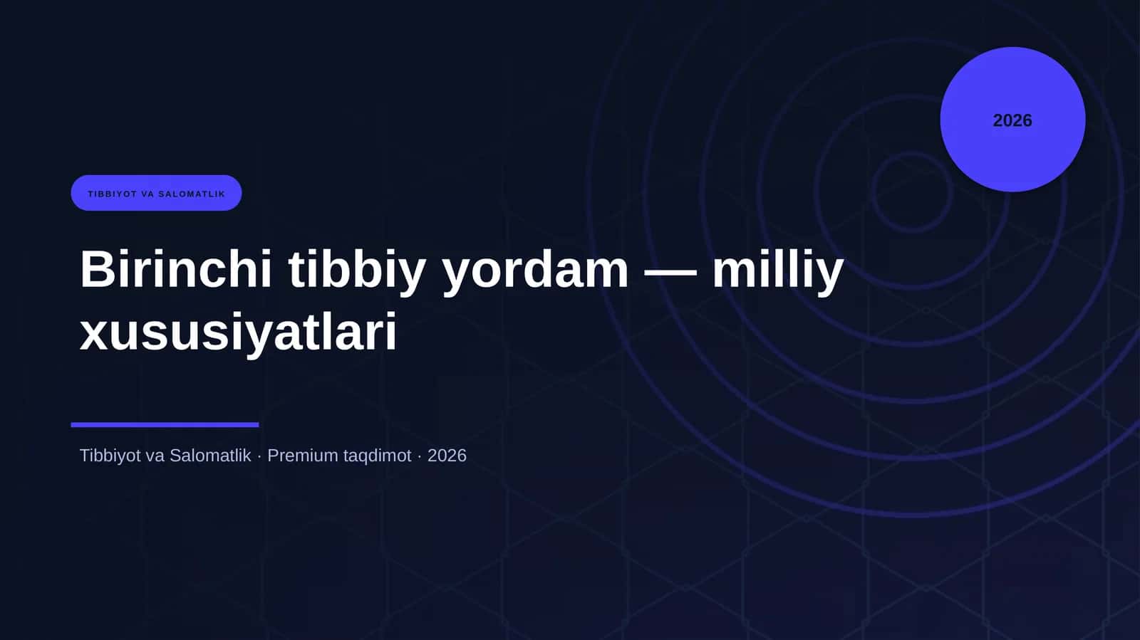 Birinchi tibbiy yordam — milliy xususiyatlari