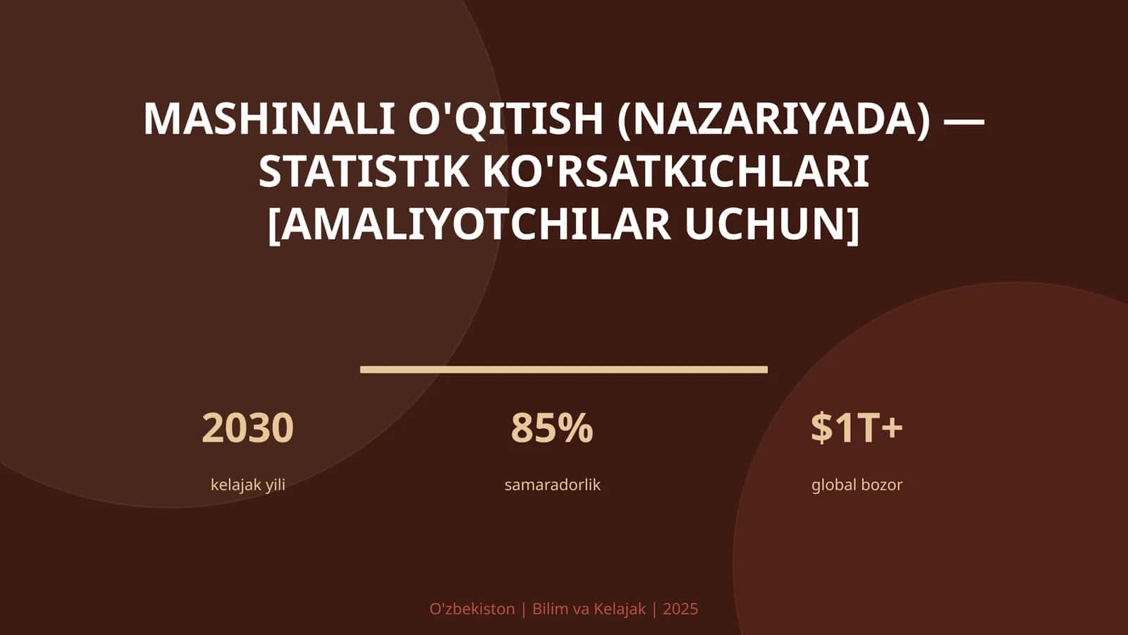 Mashinali o'qitish (nazariyada) — statistik ko'rsatkichlari [amaliyotchilar uchun]