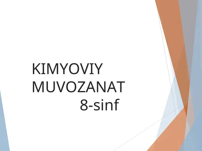 KIMYOVIY MUVOZANAT