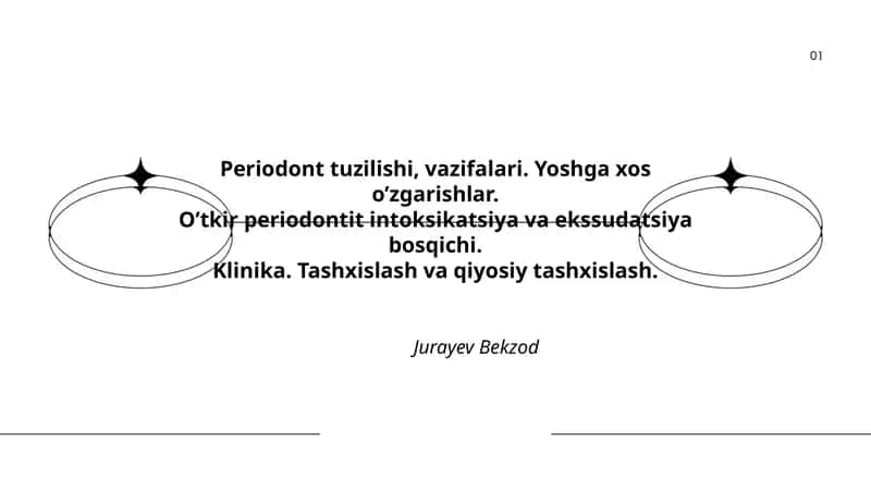 Periodont tuzilishi, vazifalari. Yoshga xos o’zgarishlar