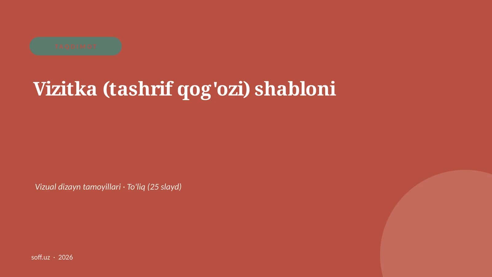 Vizitka (tashrif qog'ozi) shabloni