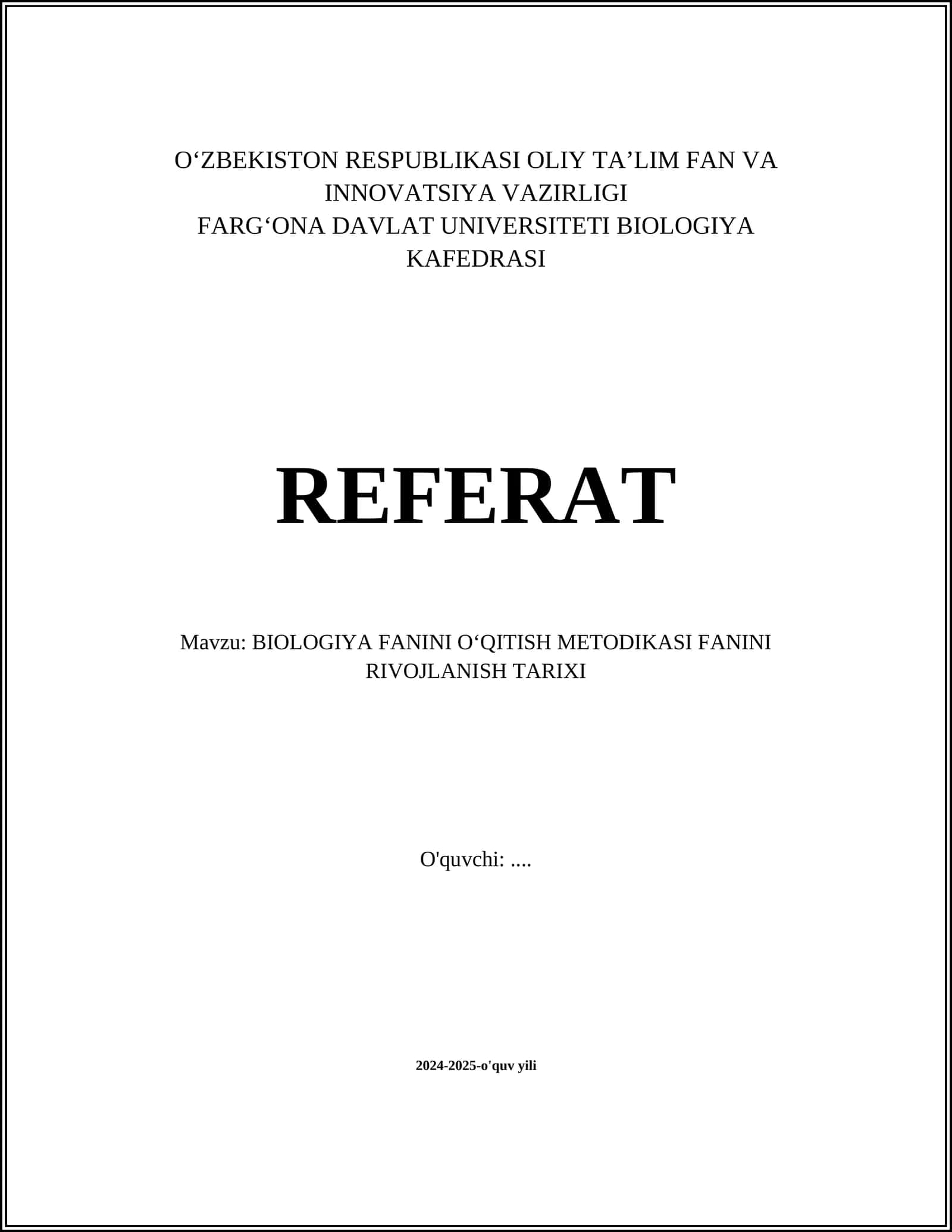 BIOLOGIYA FANINI O‘QITISH METODIKASI FANINI RIVOJLANISH TARIXI