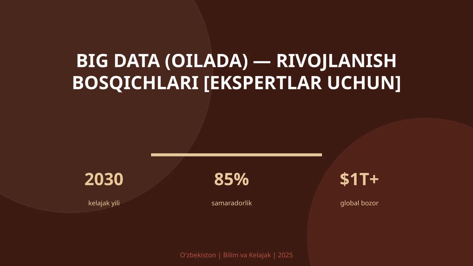 Big Data (Oilada) - Rivojlanish Bosqichlari [Ekspertlar Uchun]