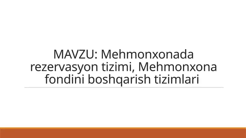 Mehmonxonada rezervasyon tizimi, Mehmonxona fondini boshqarish tizimlari